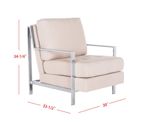 Safavieh Walden Modern Tufted Accent Chair In Beige Linen With Chrome Frame For Stylish Living Spaces FOX6279A