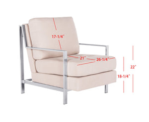 Safavieh Walden Modern Tufted Accent Chair In Beige Linen With Chrome Frame For Stylish Living Spaces FOX6279A