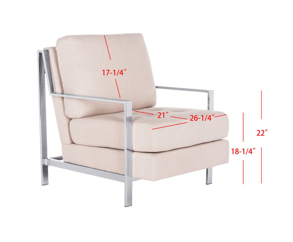 Safavieh Walden Modern Tufted Accent Chair In Beige Linen With Chrome Frame For Stylish Living Spaces FOX6279A