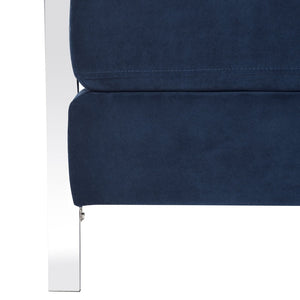 Safavieh Walden Modern Tufted Velvet Accent Chair With Sleek Chrome Frame For Luxurious Living Room Style Navy Velvet FOX6279B