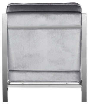 Safavieh Walden Modern Tufted Velvet Accent Chair With Sleek Chrome Frame For Luxurious Living Room Style Light Grey Velvet FOX6279C