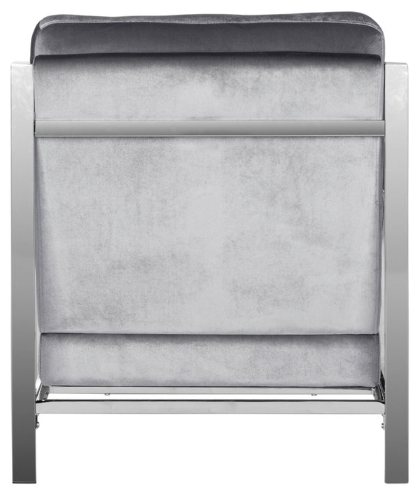 Safavieh Walden Modern Tufted Velvet Accent Chair With Sleek Chrome Frame For Luxurious Living Room Style Light Grey Velvet FOX6279C
