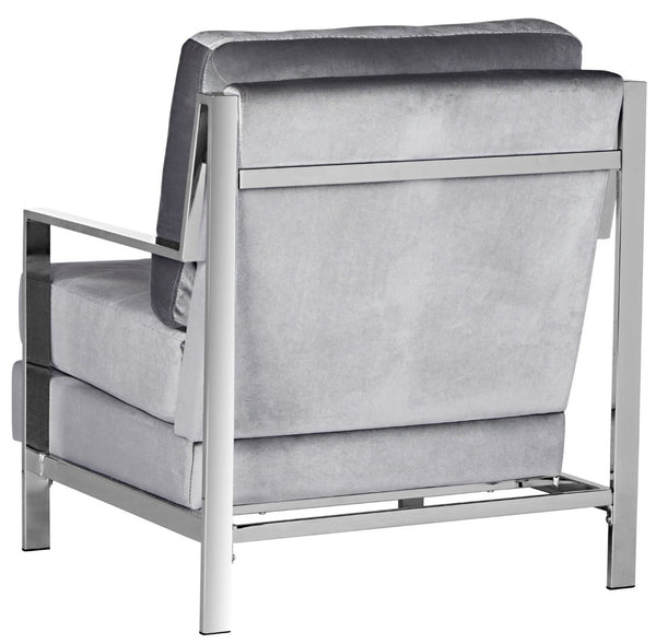 Safavieh Walden Modern Tufted Velvet Accent Chair With Sleek Chrome Frame For Luxurious Living Room Style Light Grey Velvet FOX6279C