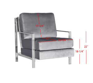 Safavieh Walden Modern Tufted Velvet Accent Chair With Sleek Chrome Frame For Luxurious Living Room Style Light Grey Velvet FOX6279C