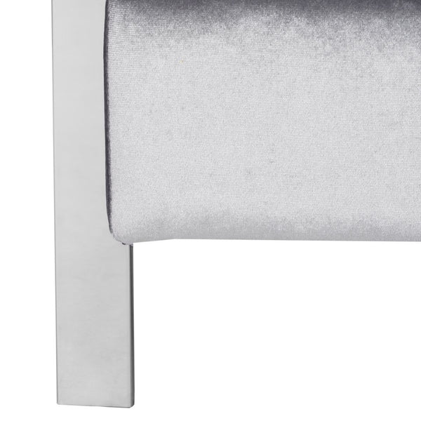 Safavieh Walden Modern Tufted Velvet Accent Chair With Sleek Chrome Frame For Luxurious Living Room Style Light Grey Velvet FOX6279C