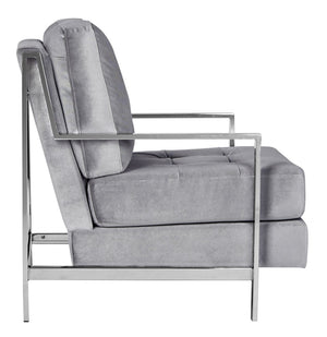 Safavieh Walden Modern Tufted Velvet Accent Chair With Sleek Chrome Frame For Luxurious Living Room Style Light Grey Velvet FOX6279C