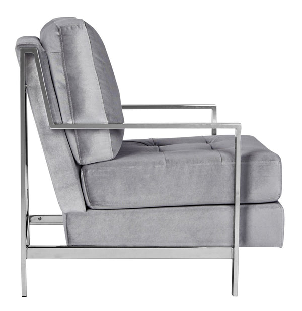 Safavieh Walden Modern Tufted Velvet Accent Chair With Sleek Chrome Frame For Luxurious Living Room Style Light Grey Velvet FOX6279C