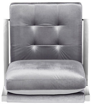 Safavieh Walden Modern Tufted Velvet Accent Chair With Sleek Chrome Frame For Luxurious Living Room Style Light Grey Velvet FOX6279C