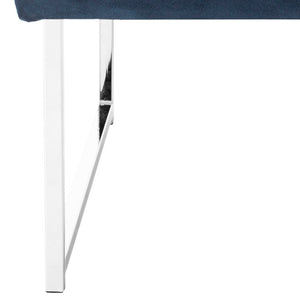 Safavieh Hadley Velvet Tufted Accent Chair - Modern Mid-Century Design In Navy With Silver Legs For Luxe Style FOX6283B