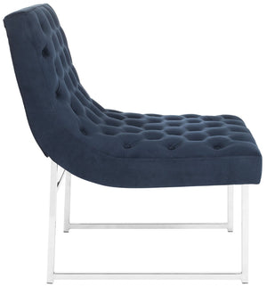 Safavieh Hadley Velvet Tufted Accent Chair - Modern Mid-Century Design In Navy With Silver Legs For Luxe Style FOX6283B