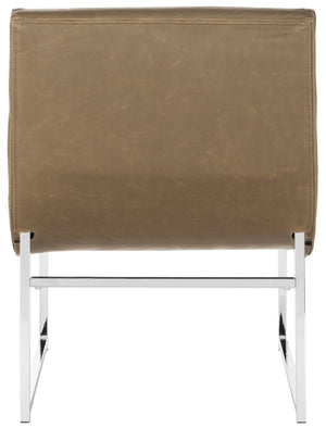 Safavieh Hadley Luxe Antique Taupe Velvet Tufted Accent Chair With Silver Legs For Modern Living Spaces FOX6283C