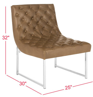 Safavieh Hadley Luxe Antique Taupe Velvet Tufted Accent Chair With Silver Legs For Modern Living Spaces FOX6283C