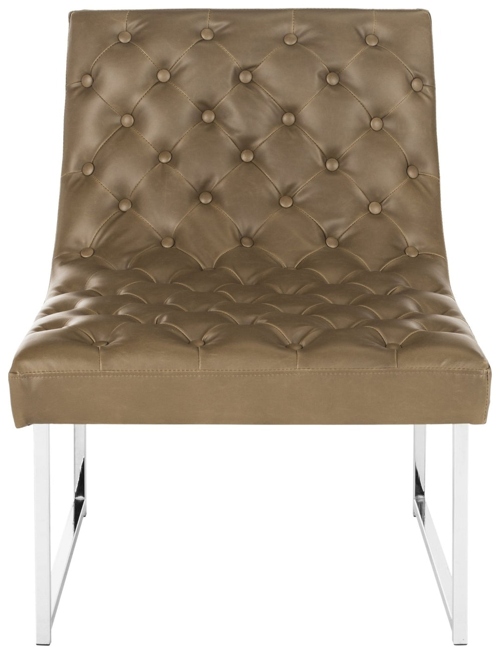 Safavieh Hadley Luxe Antique Taupe Velvet Tufted Accent Chair With Silver Legs For Modern Living Spaces FOX6283C
