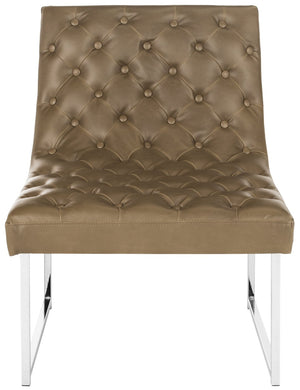 Safavieh Hadley Luxe Antique Taupe Velvet Tufted Accent Chair With Silver Legs For Modern Living Spaces FOX6283C