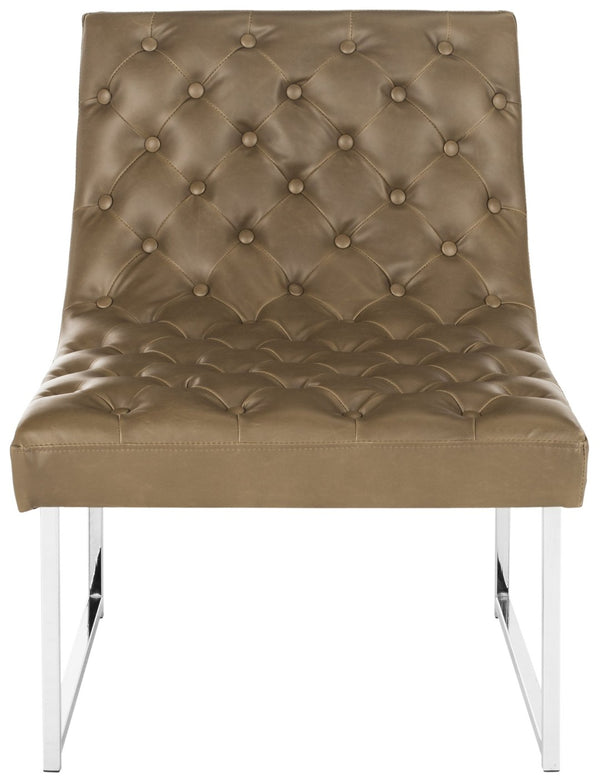 Safavieh Hadley Luxe Antique Taupe Velvet Tufted Accent Chair With Silver Legs For Modern Living Spaces FOX6283C