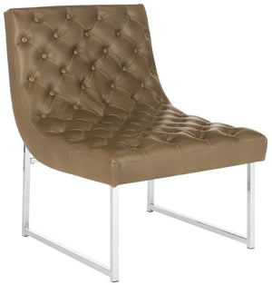 Safavieh Hadley Luxe Antique Taupe Velvet Tufted Accent Chair With Silver Legs For Modern Living Spaces FOX6283C