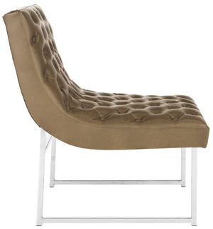 Safavieh Hadley Luxe Antique Taupe Velvet Tufted Accent Chair With Silver Legs For Modern Living Spaces FOX6283C