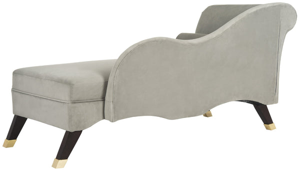 Safavieh Caiden Velvet Chaise Lounge With Plush Pillow - Elegant Comfort For Modern & Classic Interiors Grey Velvet FOX6284B