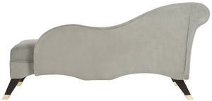 Safavieh Caiden Velvet Chaise Lounge With Plush Pillow - Elegant Comfort For Modern & Classic Interiors Grey Velvet FOX6284B