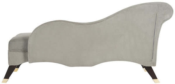 Safavieh Caiden Velvet Chaise Lounge With Plush Pillow - Elegant Comfort For Modern & Classic Interiors Grey Velvet FOX6284B