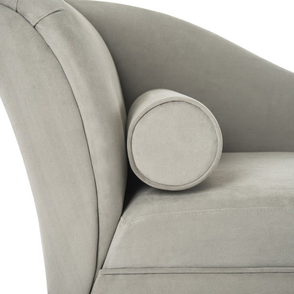Safavieh Caiden Velvet Chaise Lounge With Plush Pillow - Elegant Comfort For Modern & Classic Interiors Grey Velvet FOX6284B