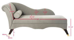 Safavieh Caiden Velvet Chaise Lounge With Plush Pillow - Elegant Comfort For Modern & Classic Interiors Grey Velvet FOX6284B