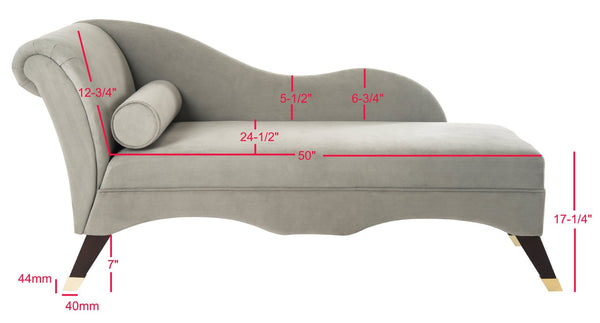 Safavieh Caiden Velvet Chaise Lounge With Plush Pillow - Elegant Comfort For Modern & Classic Interiors Grey Velvet FOX6284B