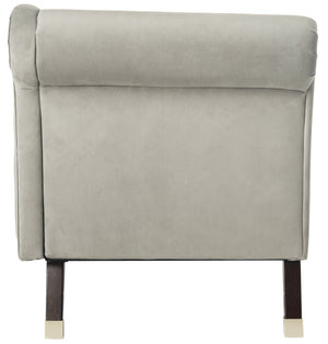 Safavieh Caiden Velvet Chaise Lounge With Plush Pillow - Elegant Comfort For Modern & Classic Interiors Grey Velvet FOX6284B