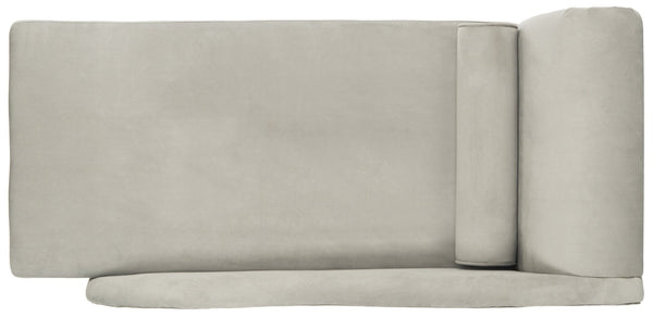 Safavieh Caiden Velvet Chaise Lounge With Plush Pillow - Elegant Comfort For Modern & Classic Interiors Grey Velvet FOX6284B