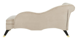 Safavieh Caiden Velvet Chaise Lounge With Plush Pillow - Elegant Comfort For Modern & Classic Interiors Tan Velvet FOX6284C