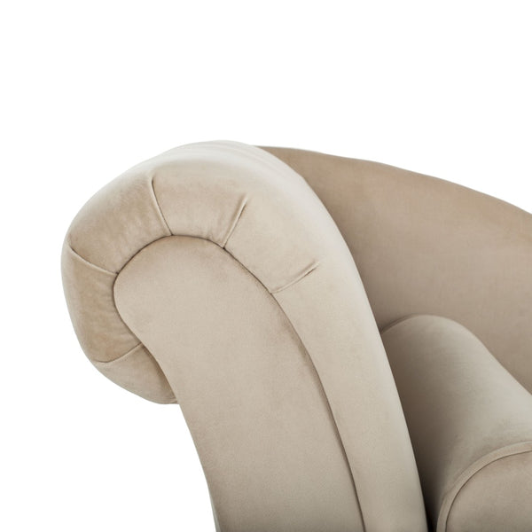 Safavieh Caiden Velvet Chaise Lounge With Plush Pillow - Elegant Comfort For Modern & Classic Interiors Tan Velvet FOX6284C