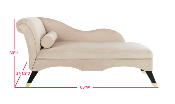 Safavieh Caiden Velvet Chaise Lounge With Plush Pillow - Elegant Comfort For Modern & Classic Interiors Tan Velvet FOX6284C