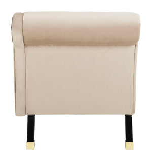 Safavieh Caiden Velvet Chaise Lounge With Plush Pillow - Elegant Comfort For Modern & Classic Interiors Tan Velvet FOX6284C