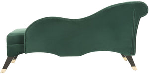 Safavieh Caiden Velvet Chaise Lounge With Plush Pillow - Elegant Comfort For Modern & Classic Interiors Emerald Green Velvet FOX6284E