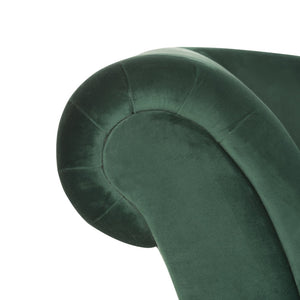 Safavieh Caiden Velvet Chaise Lounge With Plush Pillow - Elegant Comfort For Modern & Classic Interiors Emerald Green Velvet FOX6284E