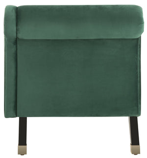 Safavieh Caiden Velvet Chaise Lounge With Plush Pillow - Elegant Comfort For Modern & Classic Interiors Emerald Green Velvet FOX6284E
