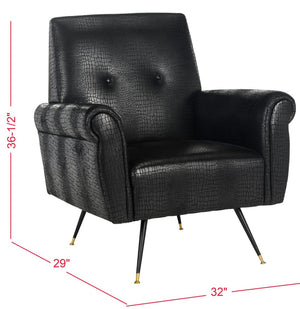 Safavieh Mira Mid-Century Vegan Leather Accent Chair - Stylish, Ergonomic Comfort For Modern Living Spaces FOX6285A
