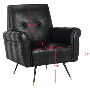 Safavieh Mira Mid-Century Vegan Leather Accent Chair - Stylish, Ergonomic Comfort For Modern Living Spaces FOX6285A