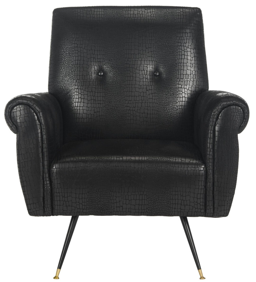 Safavieh Mira Mid-Century Vegan Leather Accent Chair - Stylish, Ergonomic Comfort For Modern Living Spaces FOX6285A