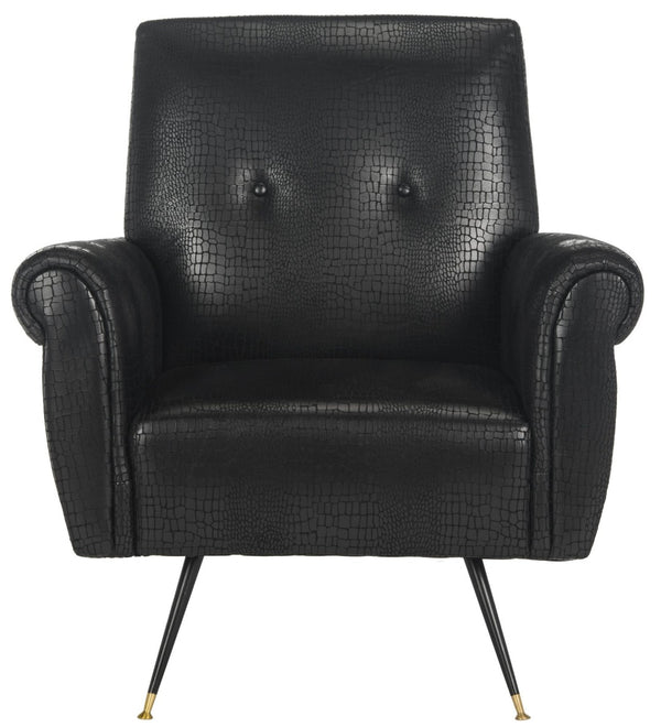 Safavieh Mira Mid-Century Vegan Leather Accent Chair - Stylish, Ergonomic Comfort For Modern Living Spaces FOX6285A