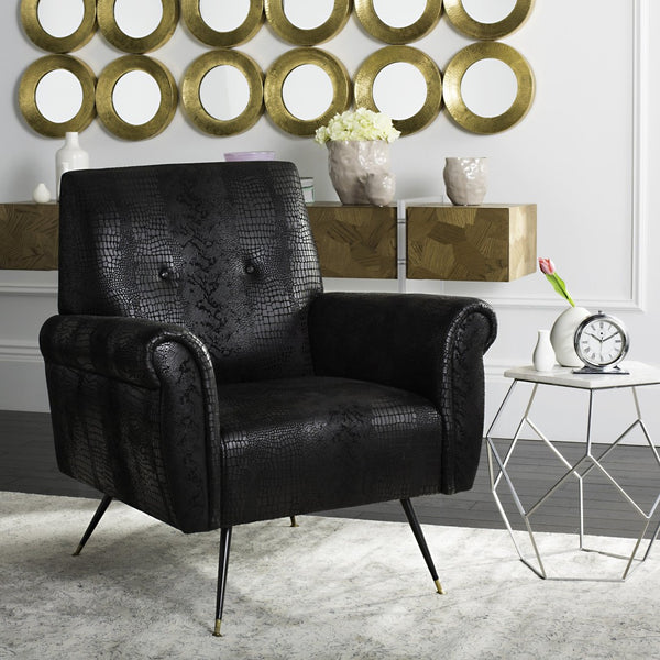 Safavieh Mira Mid-Century Vegan Leather Accent Chair - Stylish, Ergonomic Comfort For Modern Living Spaces FOX6285A