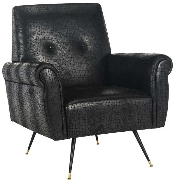 Safavieh Mira Mid-Century Vegan Leather Accent Chair - Stylish, Ergonomic Comfort For Modern Living Spaces FOX6285A