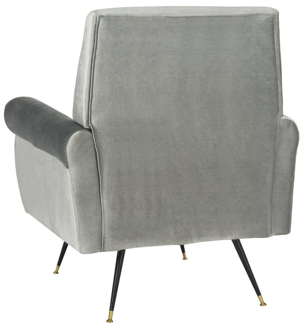 Safavieh Mira Elegant Mid-Century Velvet Accent Chair With Metal-Capped Legs For Modern Living Spaces FOX6285B