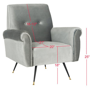 Safavieh Mira Elegant Mid-Century Velvet Accent Chair With Metal-Capped Legs For Modern Living Spaces FOX6285B