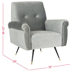Safavieh Mira Elegant Mid-Century Velvet Accent Chair With Metal-Capped Legs For Modern Living Spaces FOX6285B
