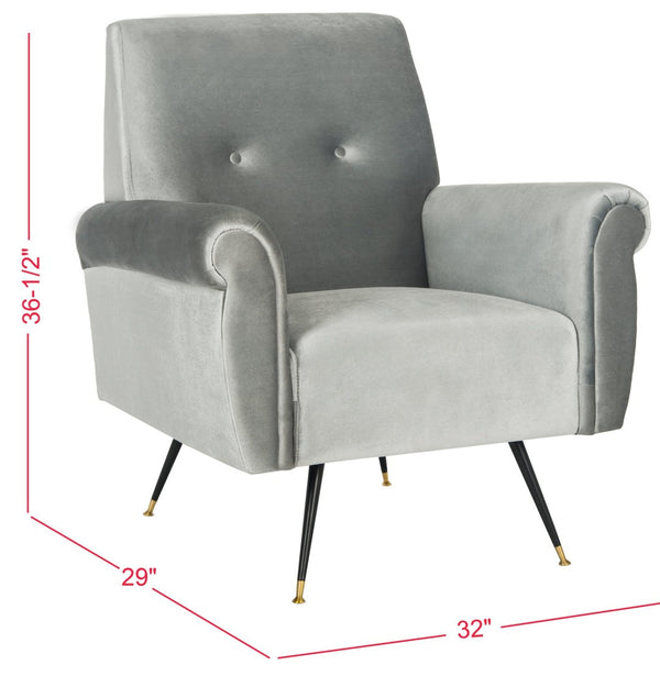 Safavieh Mira Elegant Mid-Century Velvet Accent Chair With Metal-Capped Legs For Modern Living Spaces FOX6285B
