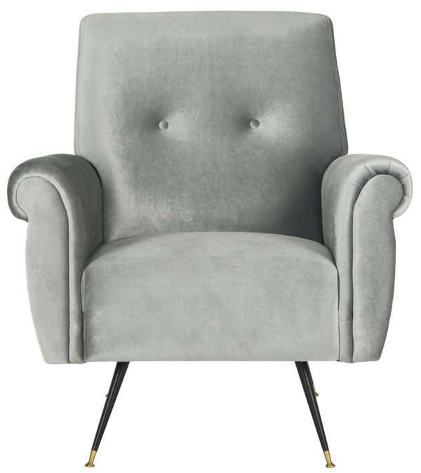 Safavieh Mira Elegant Mid-Century Velvet Accent Chair With Metal-Capped Legs For Modern Living Spaces FOX6285B