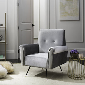 Safavieh Mira Elegant Mid-Century Velvet Accent Chair With Metal-Capped Legs For Modern Living Spaces FOX6285B