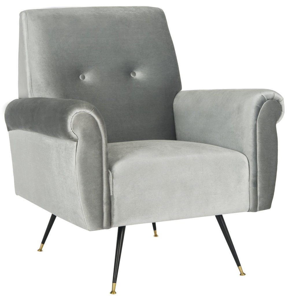 Safavieh Mira Elegant Mid-Century Velvet Accent Chair With Metal-Capped Legs For Modern Living Spaces FOX6285B