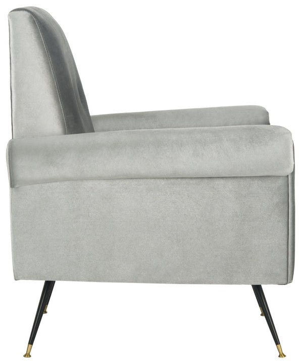 Safavieh Mira Elegant Mid-Century Velvet Accent Chair With Metal-Capped Legs For Modern Living Spaces FOX6285B